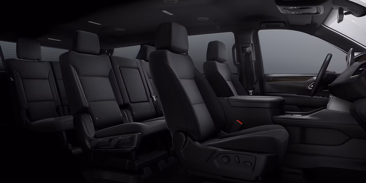 SUV Rental Services The clean and modern interior of the 2024 GMC Yukon Denali features sleek lines and contemporary design elements.