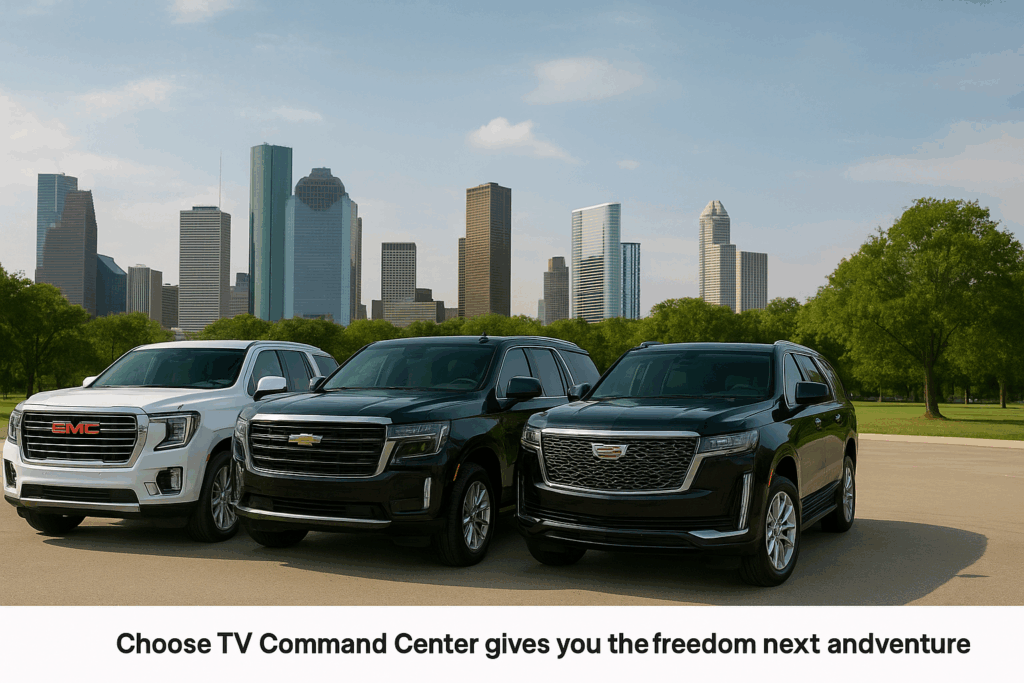 “Houston SUV Rentals fleet including Yukon, Tahoe, Escalade, and Highlander”