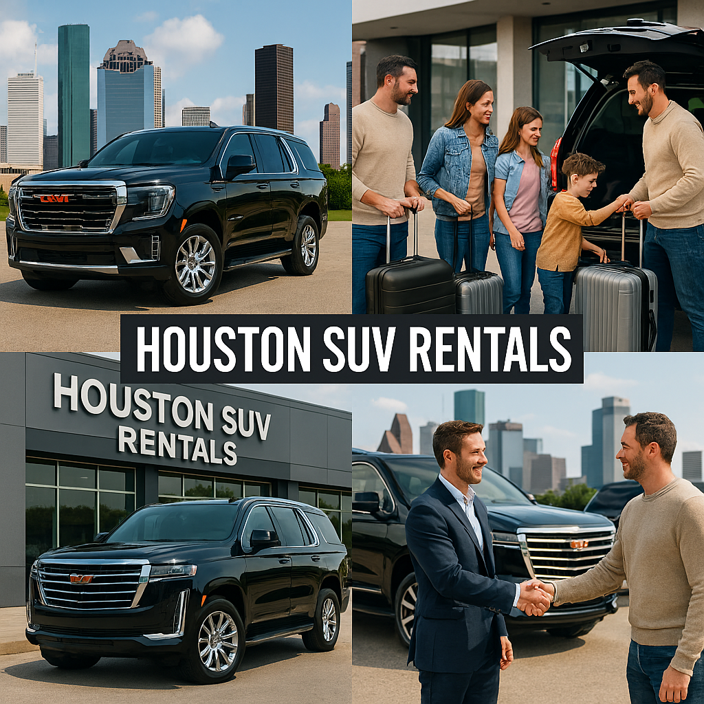 Family or Business traveler shaking the hand rental of the agent outside Houston SUV Rentals office.