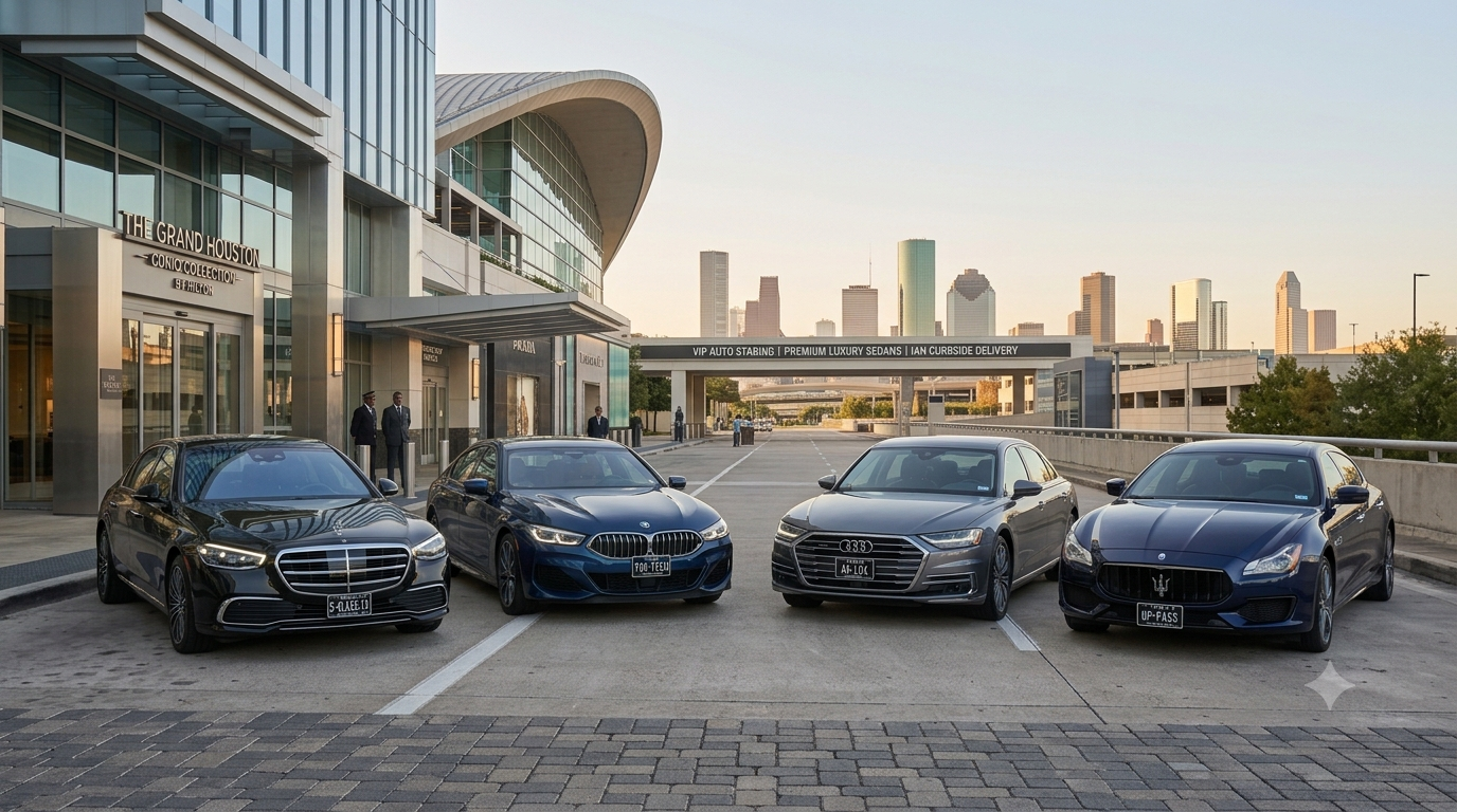 2026 premium luxury sedan fleet Mercedes S-Class BMW 7-Series Audi A8 Maserati Quattroporte VIP staging Houston