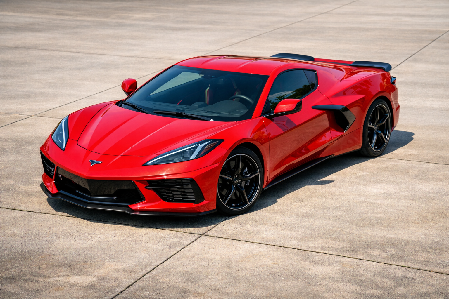 2026 red Chevrolet Corvette C8 Stingray mid-engine supercar 495hp available for rental Houston Texas